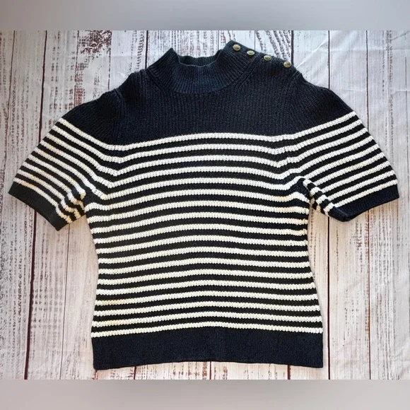 Anthropologie Maeve Divendra Navy & White Stripe Pullover Knit Sweater - Picture 1 of 11